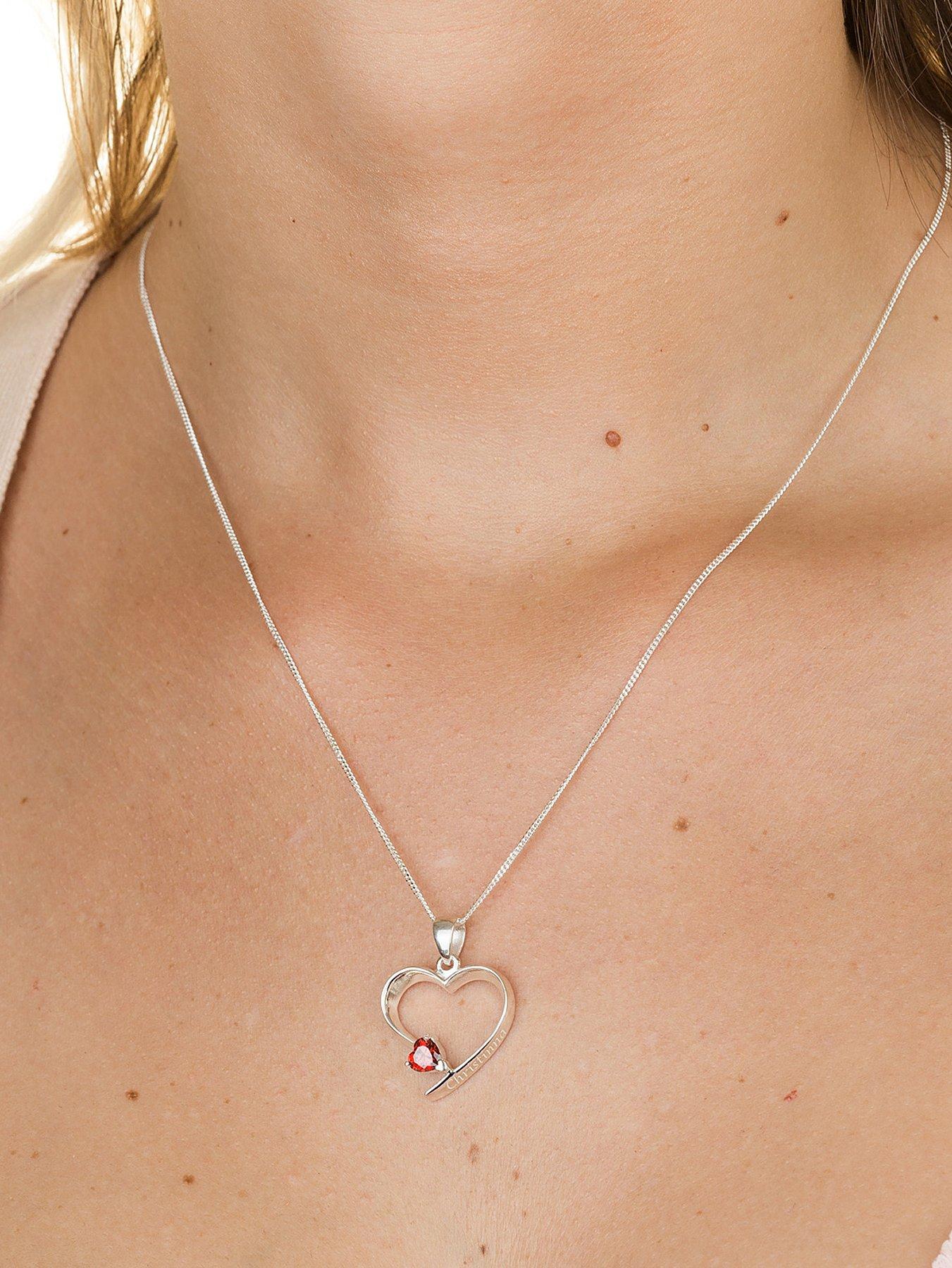 Image 6 of 6 of The Love Collection Personalised Sterling Silver Birth Stone Heart Pendant