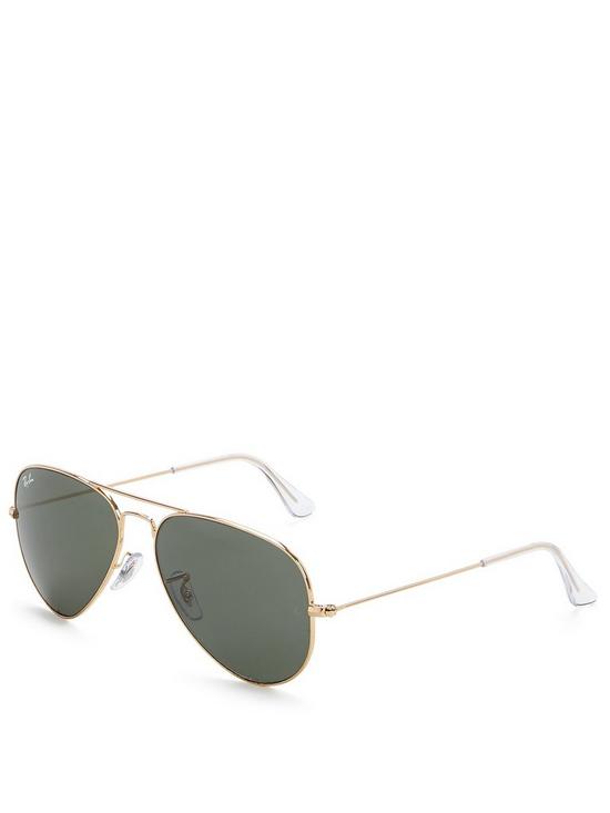 front image of ray-ban-aviator-sunglasses-gold