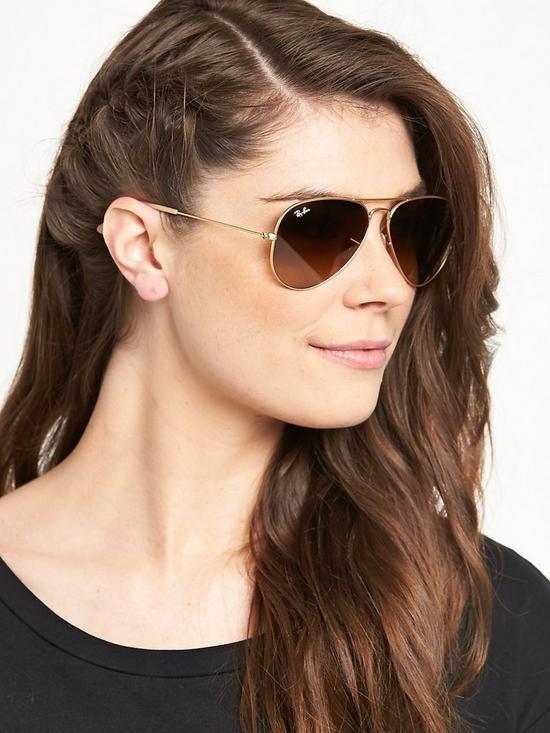 front image of ray-ban-gradient-lensnbspaviator-sunglasses-rose-gold