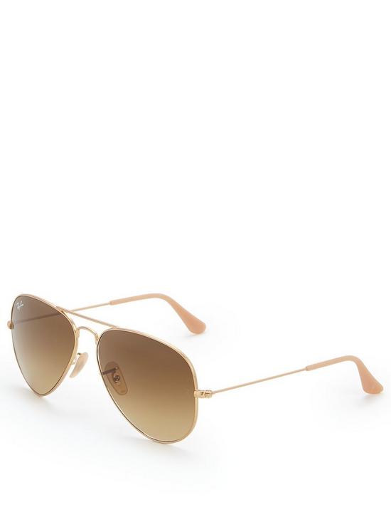 front image of ray-ban-gradient-lensnbspaviator-sunglasses-rose-gold