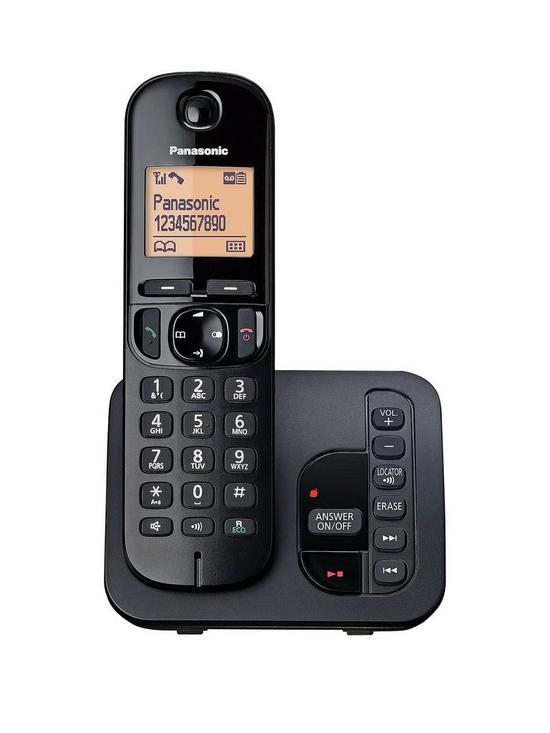 front image of panasonic-kx-tgc220eb-cordless-telephone-with-answering-machine-and-nuisance-call-block-single