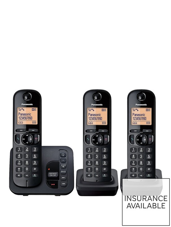 front image of panasonic-kx-tgc223ebnbspcordless-telephone-with-answering-machine-and-nuisance-call-block-trio