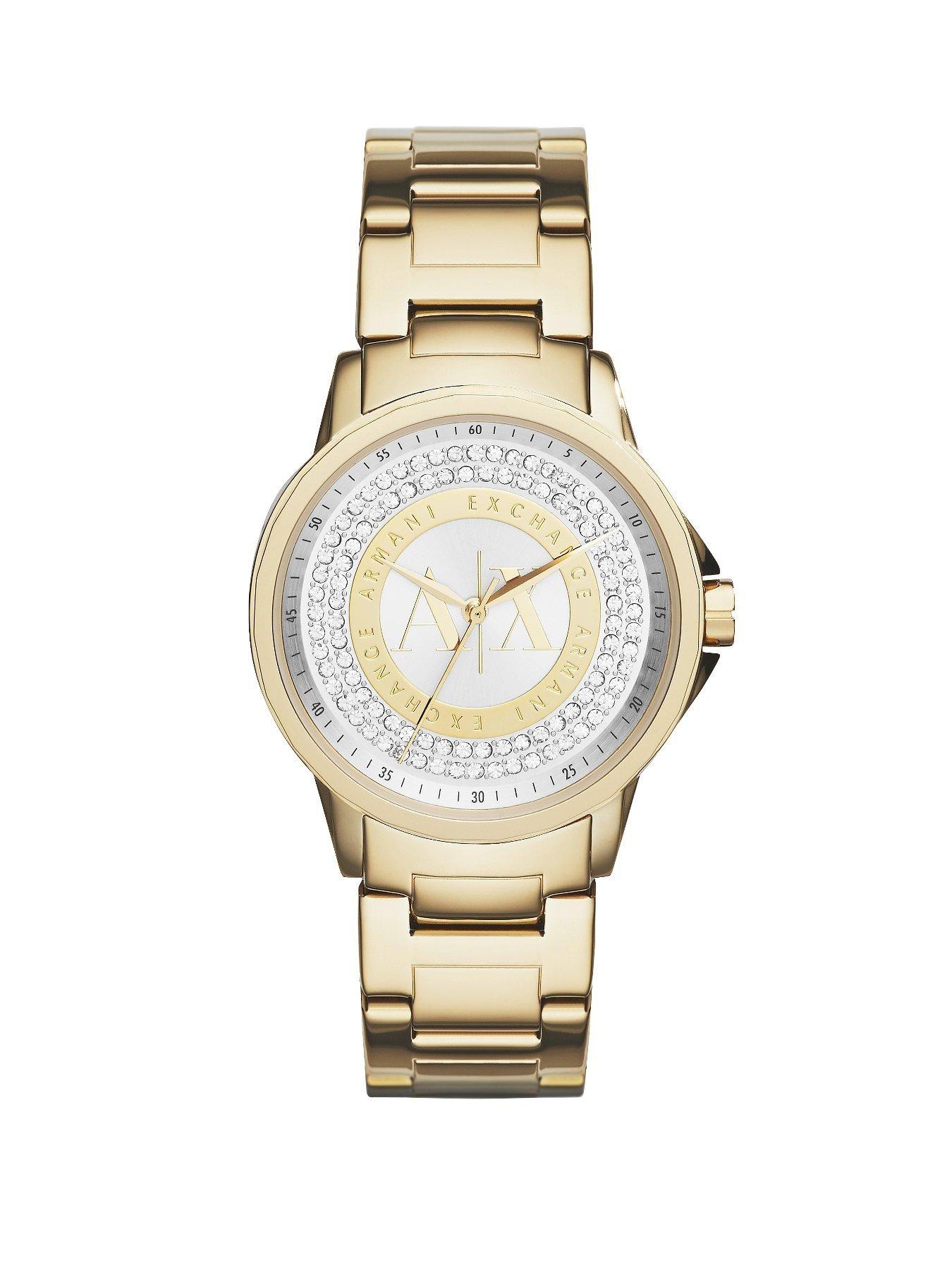 gold plated armani watch