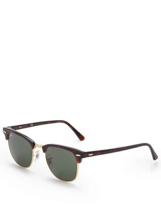front image of ray-ban-clubmaster-sunglasses-tortoise