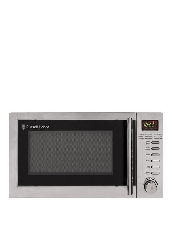front image of russell-hobbs-rhm2031-microwave-with-grill-stainless-steel