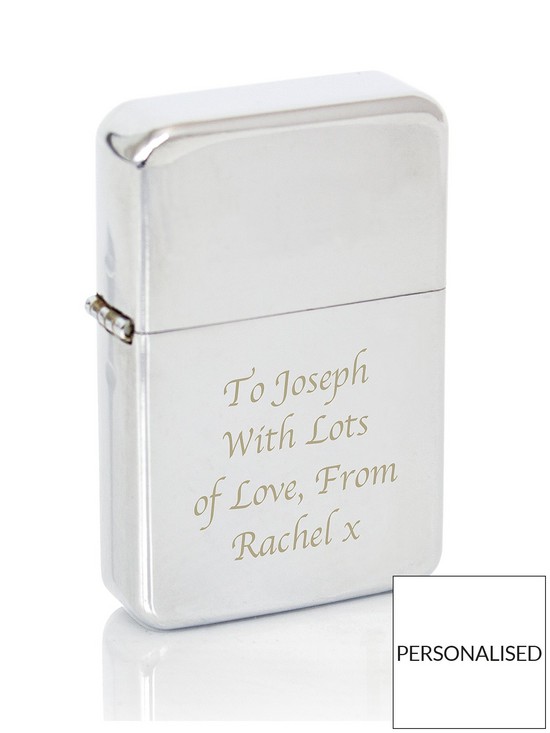 front image of the-personalised-memento-company-personalised-silver-windproof-lighter