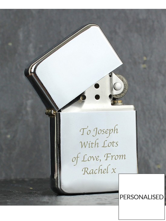 back image of the-personalised-memento-company-personalised-silver-windproof-lighter