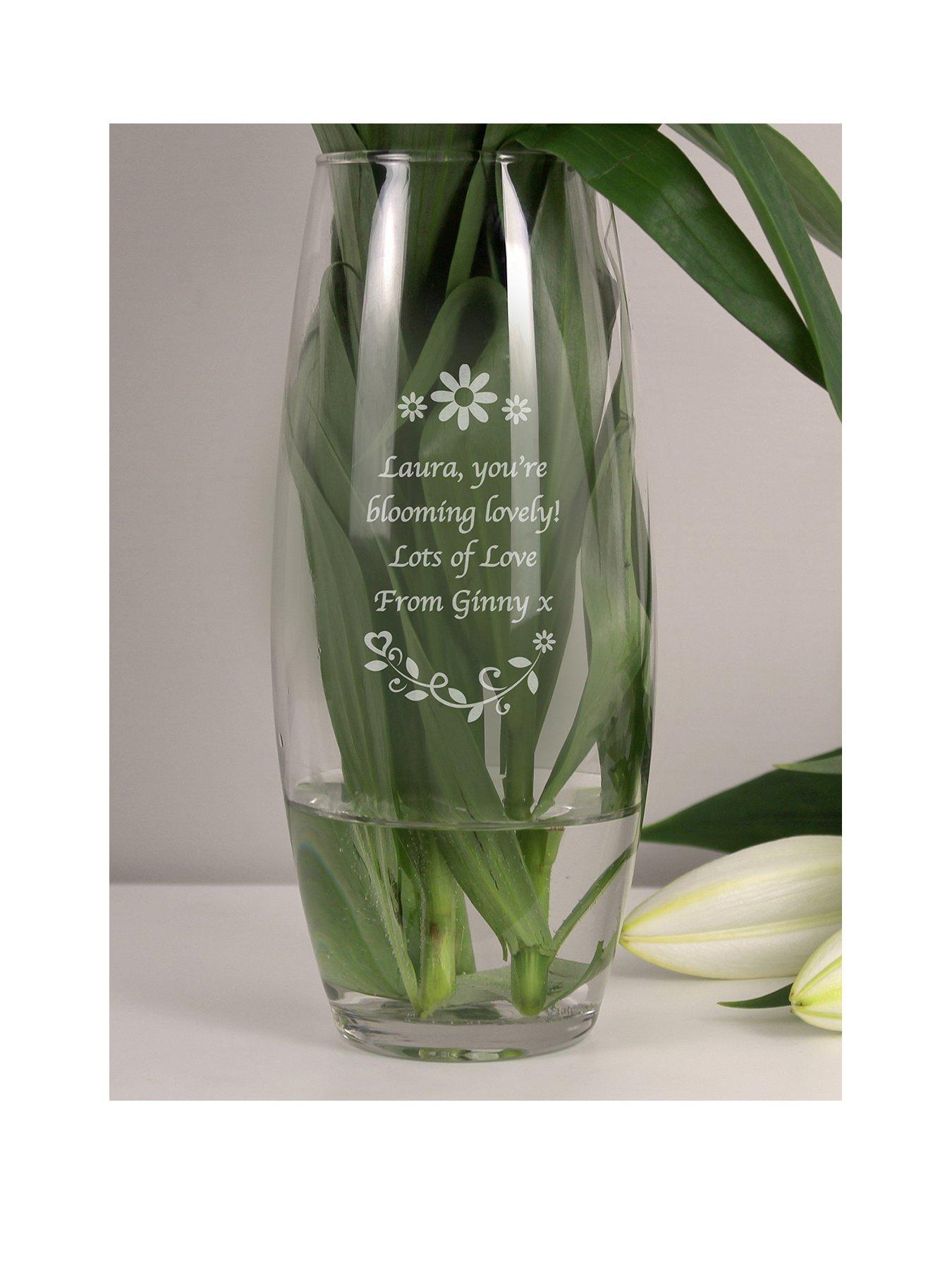 The Personalised Memento Company Personalised Floral Design Barrel Vase