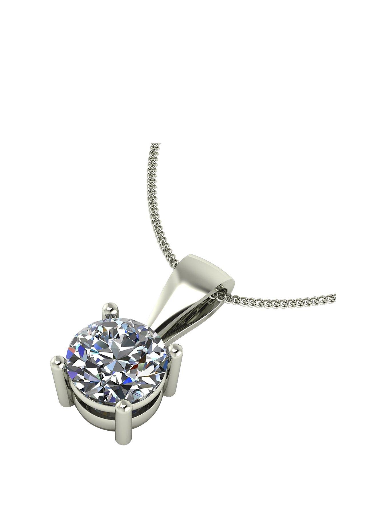 Moissanite 9 Carat White Gold 1 Carat Pendant
