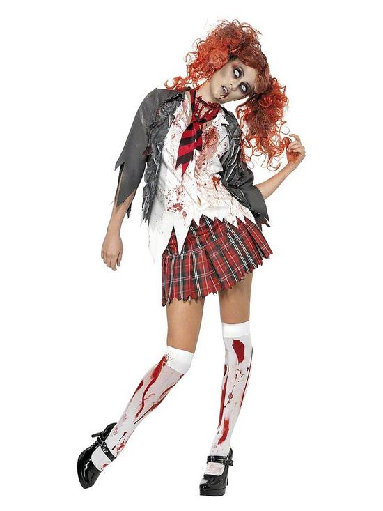 front image of halloween-zombie-schoolgirl-and-bloody-stockings-adult-costume