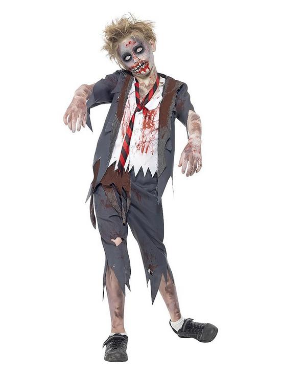 front image of halloween-zombie-schoolboy-fancy-dress-costume