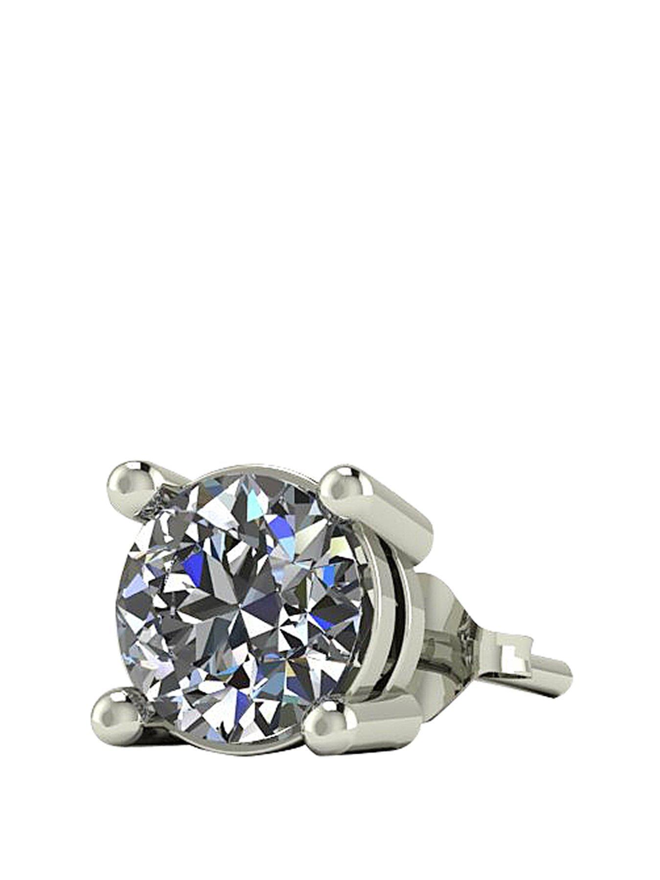 Image 1 of 3 of Moissanite 9 Carat Gold 50pt Solitaire Mens Earring
