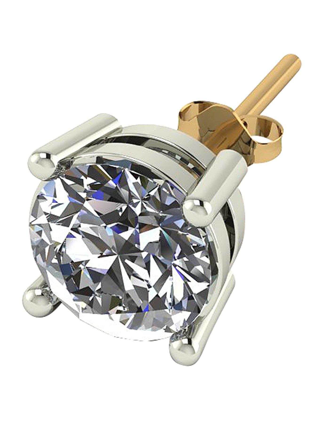 moissanite-9-carat-gold-50pt-solitaire-mens-earring