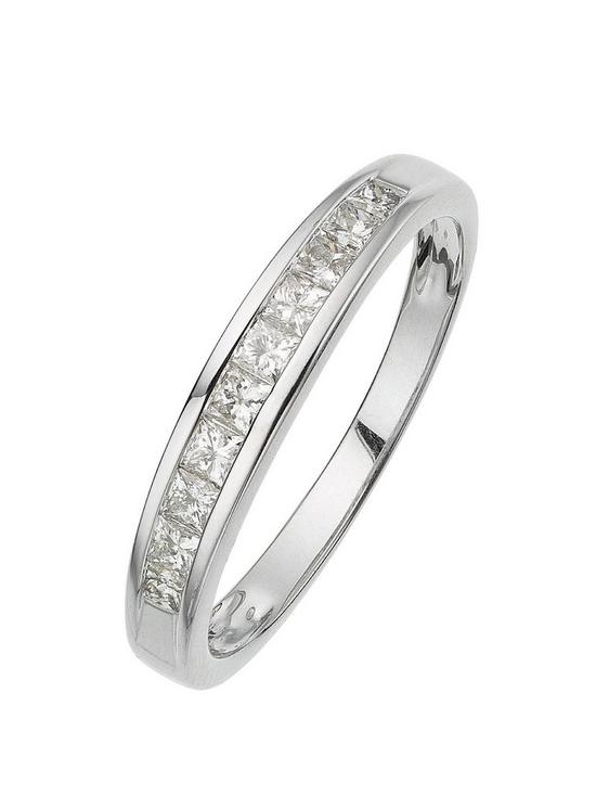 front image of love-diamond-18-carat-white-gold-50-point-princess-cut-diamond-half-eternity-ring