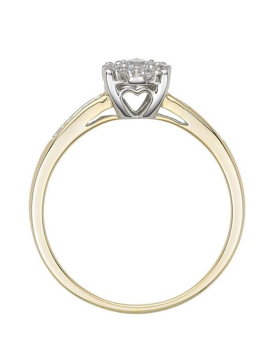 back image of love-diamond-9-carat-yellow-gold-28-point-cluster-ring-with-stone-set-shoulders