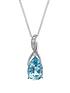  image of love-gem-sterling-silver-blue-topaz-diamond-set-drop-pendant