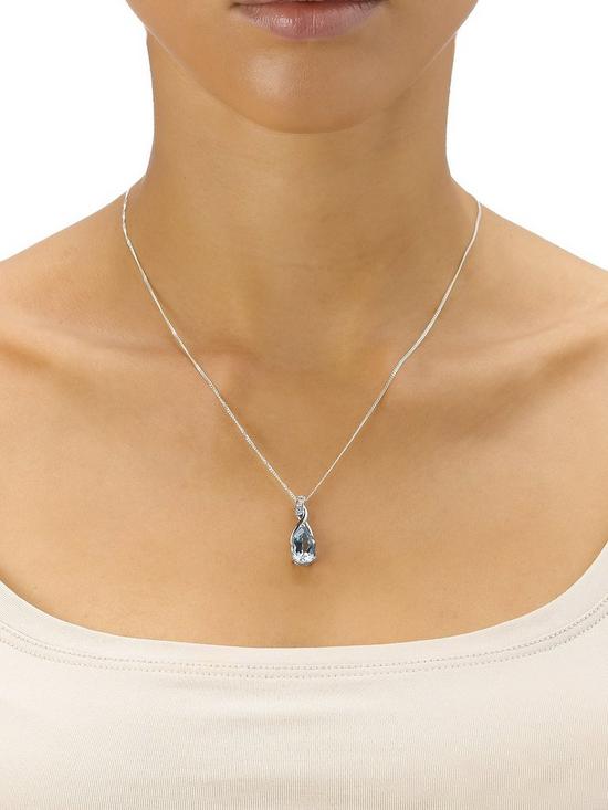 back image of love-gem-sterling-silver-blue-topaz-diamond-set-drop-pendant