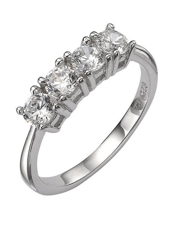 front image of love-gem-sterling-silver-white-cz-4-stone-dress-ring
