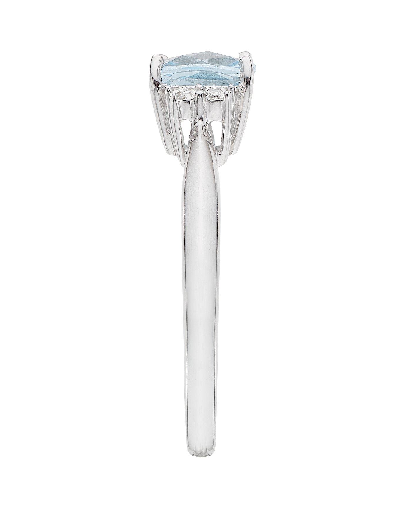 Image 3 of 4 of The Love Collection 9 Carat White Gold Diamond-Set Blue Topaz Ring