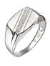  image of love-diamond-sterling-silver-5-point-diamond-mens-signet-ring