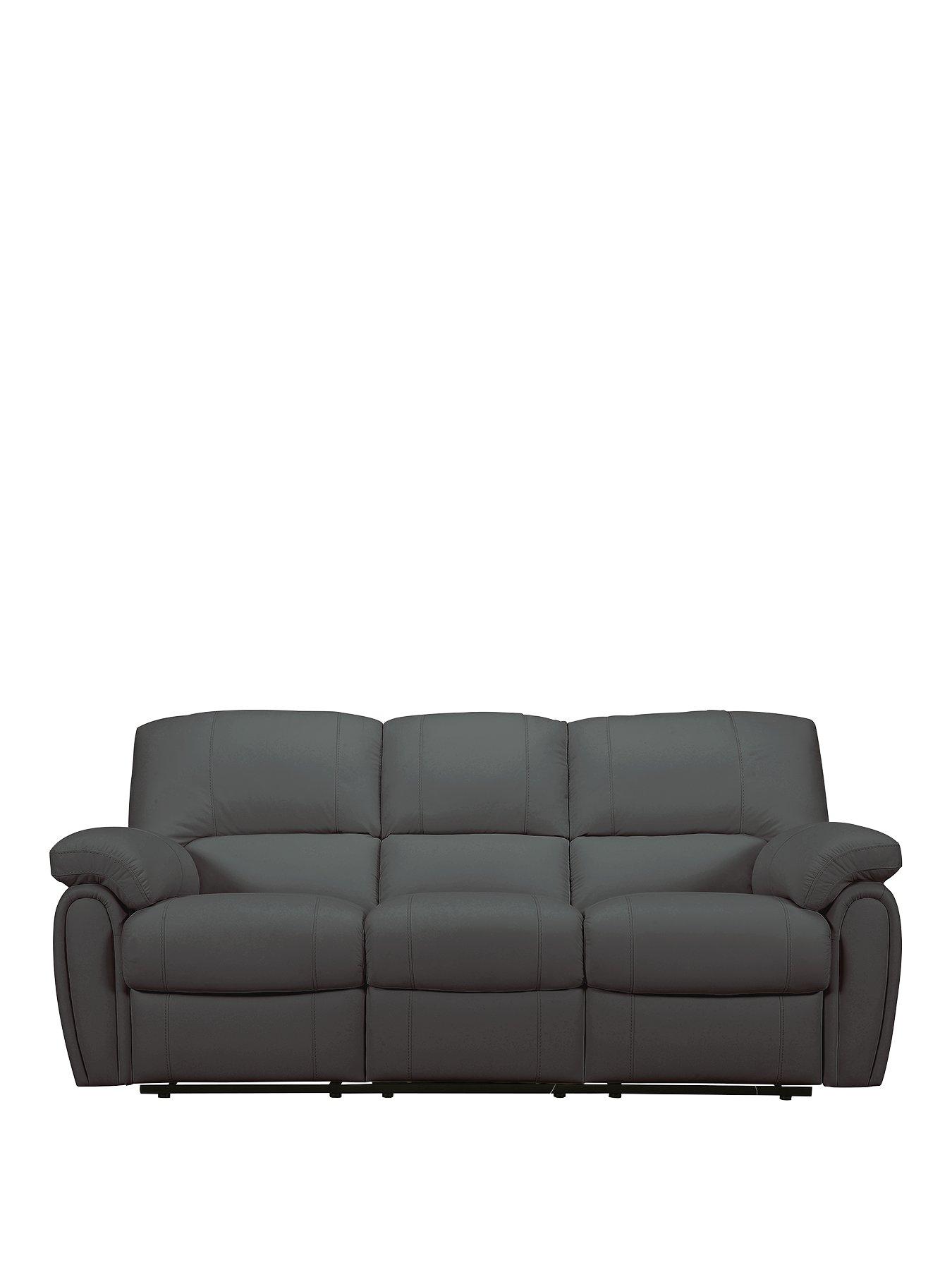 The Very Collection Leighton Leather/Faux Leather High Back 3 Seater Recliner Sofa - Black - FSC® Certified