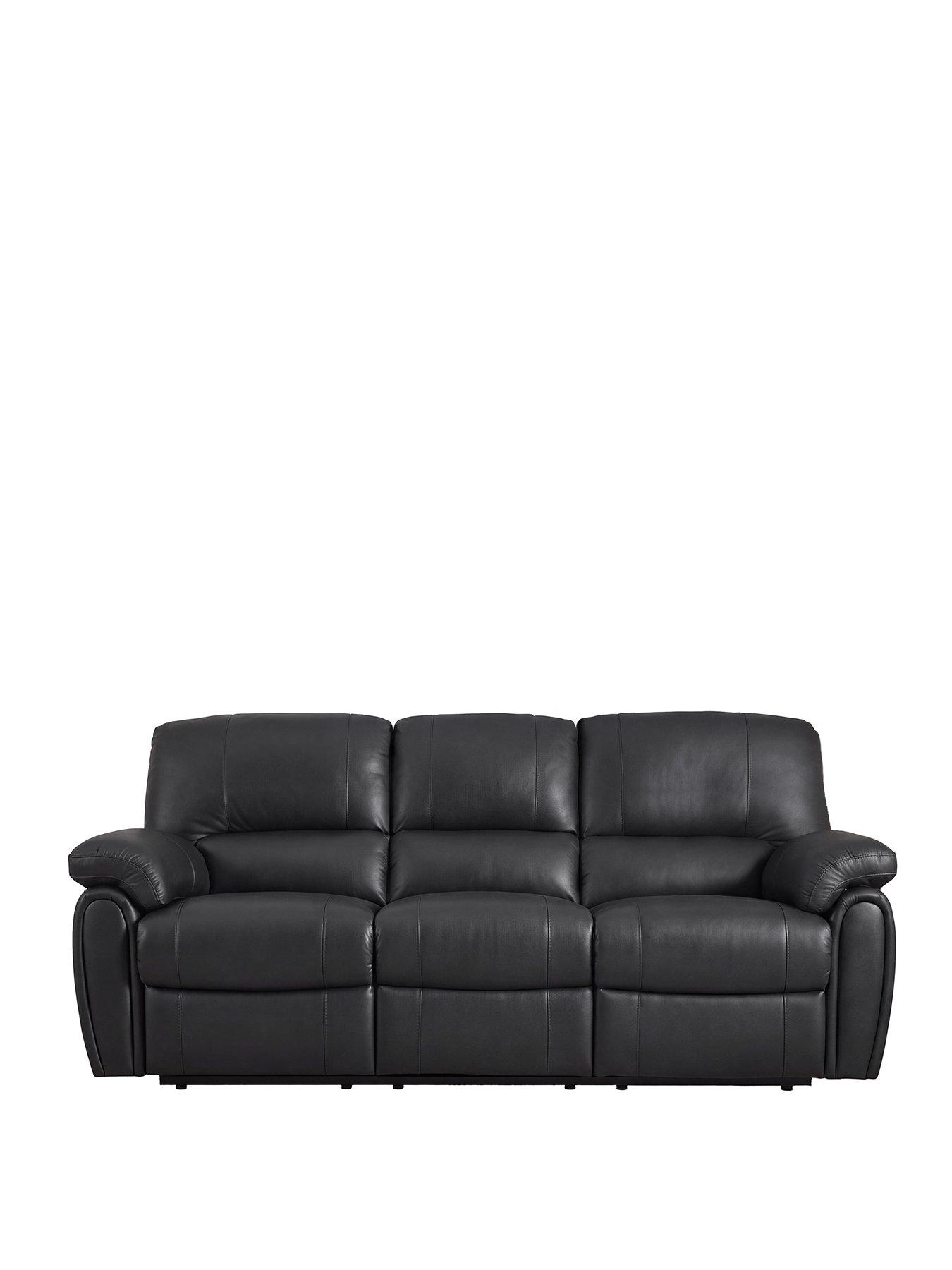Image 2 of 5 of The Very Collection Leighton Leather/Faux Leather High Back 3 Seater&nbsp;Recliner Sofa - Black&nbsp;- FSC&reg; Certified