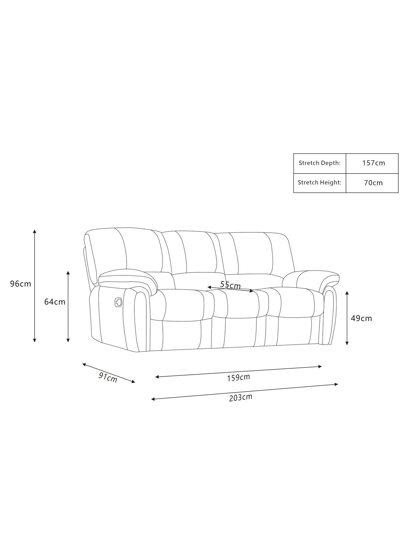 Image 4 of 5 of The Very Collection Leighton Leather/Faux Leather High Back 3 Seater&nbsp;Recliner Sofa - Black&nbsp;- FSC&reg; Certified