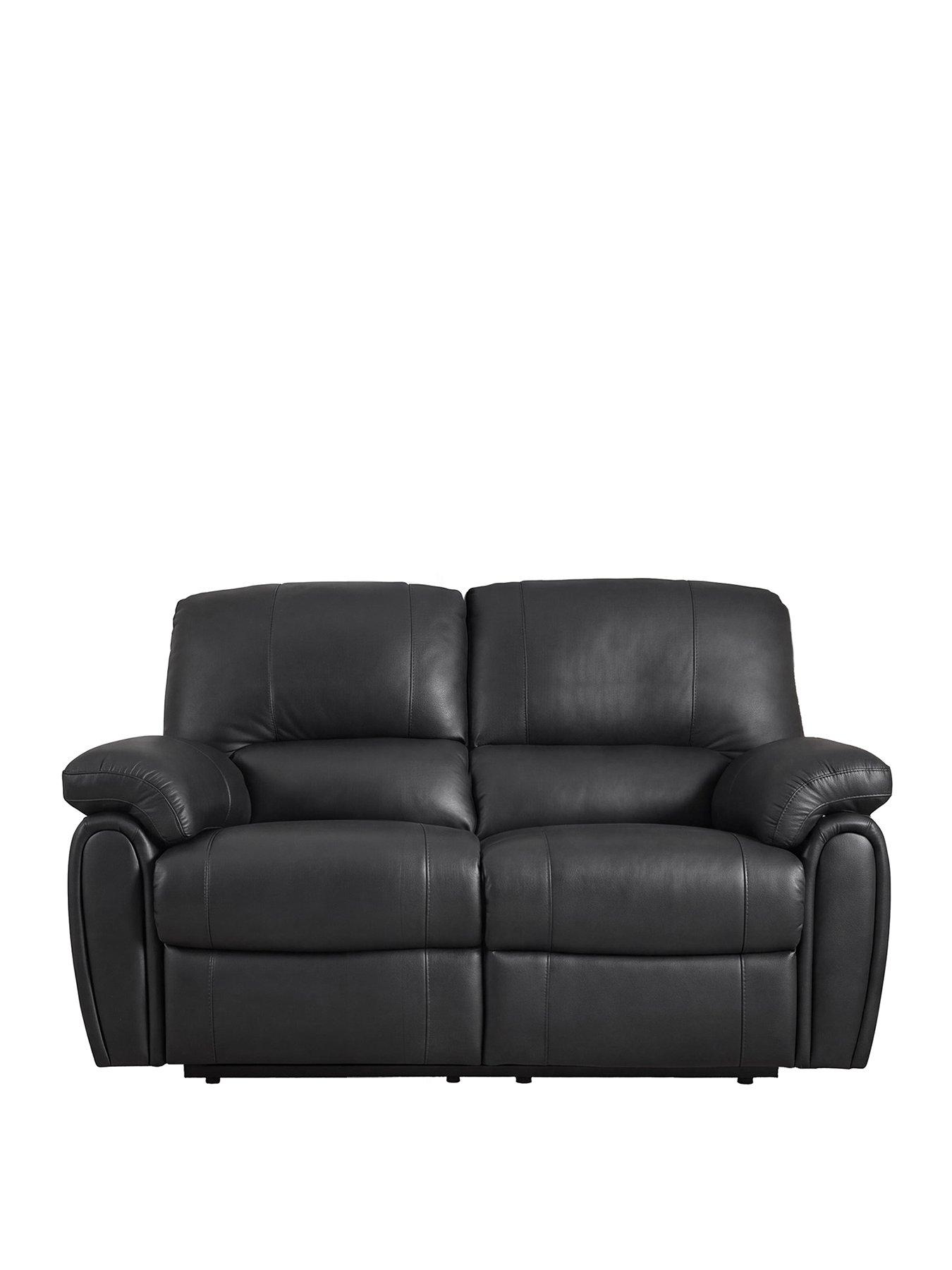 Image 2 of 7 of The Very Collection Leighton Leather/Faux Leather 2&nbsp;Seater High Back Recliner Sofa - Black