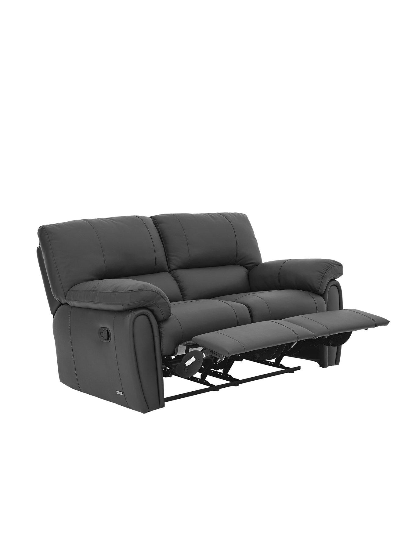 Image 3 of 7 of The Very Collection Leighton Leather/Faux Leather 2&nbsp;Seater High Back Recliner Sofa - Black