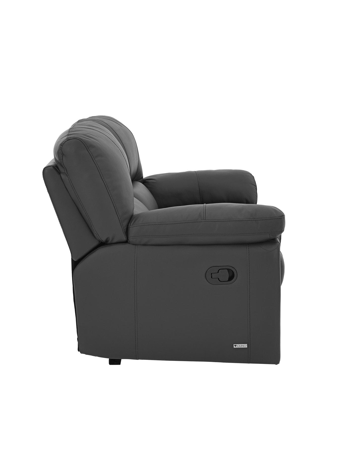 Image 4 of 7 of The Very Collection Leighton Leather/Faux Leather 2&nbsp;Seater High Back Recliner Sofa - Black