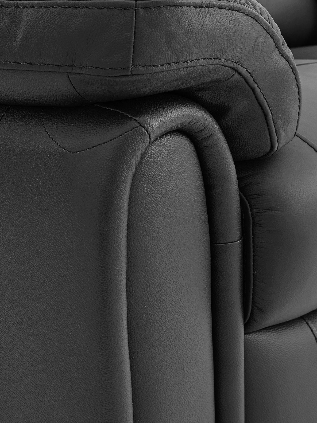 Image 5 of 7 of The Very Collection Leighton Leather/Faux Leather 2&nbsp;Seater High Back Recliner Sofa - Black
