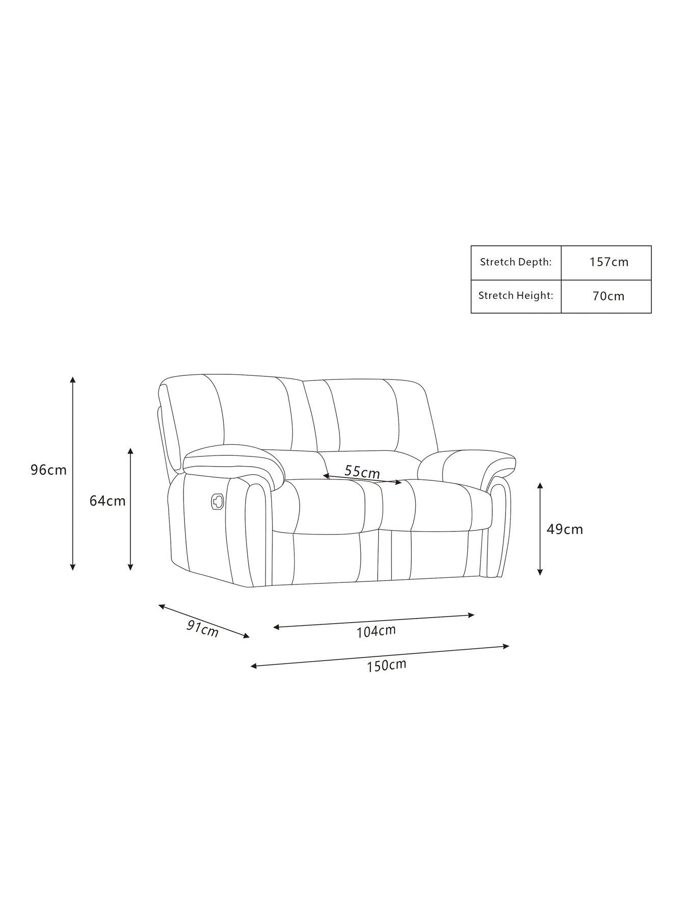 Image 6 of 7 of The Very Collection Leighton Leather/Faux Leather 2&nbsp;Seater High Back Recliner Sofa - Black