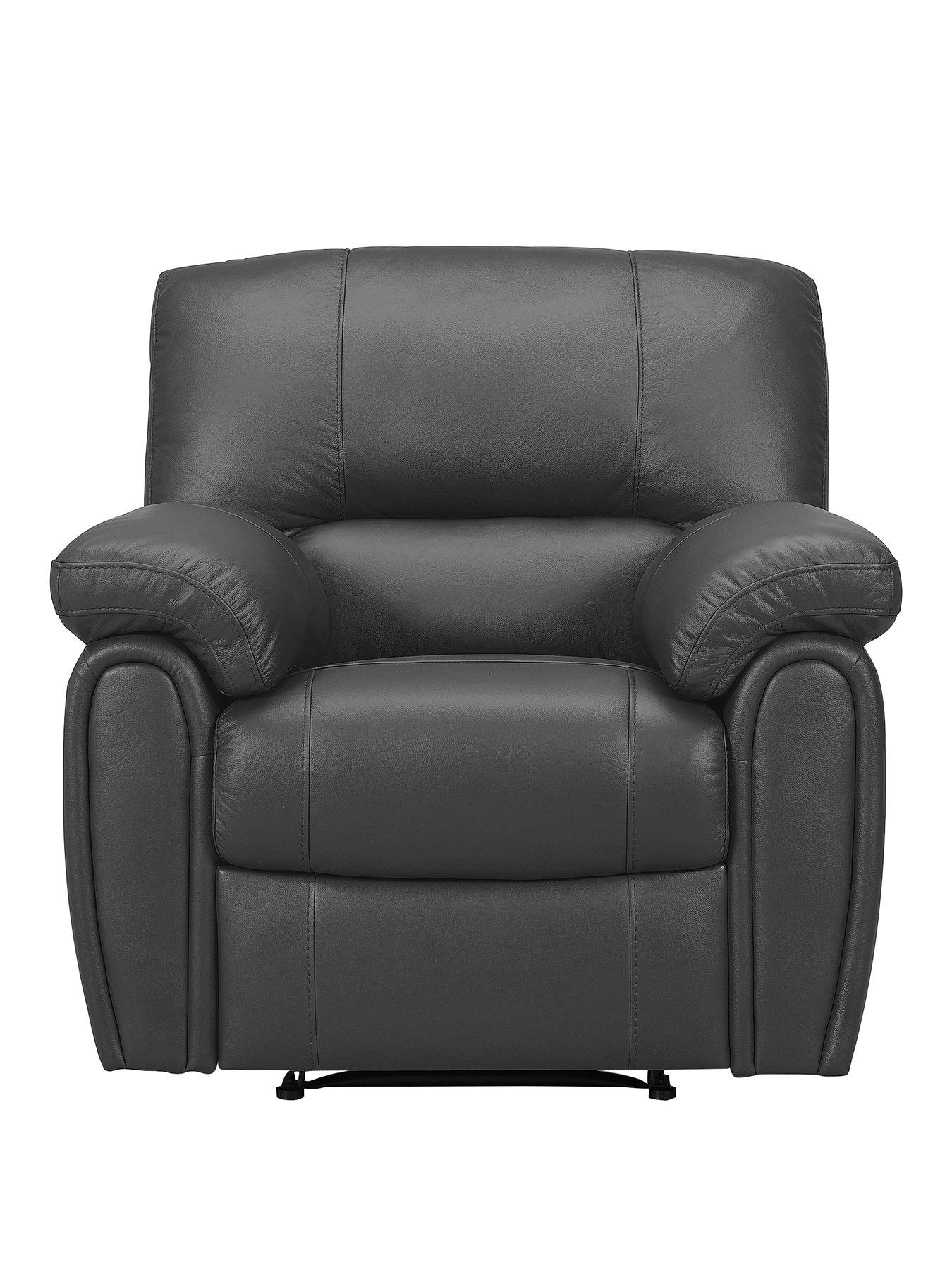 The Very Collection Leighton Leather/Faux Leather High Back Recliner Armchair - Black