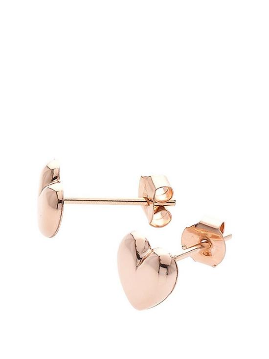 back image of love-gold-9-carat-rose-gold-domed-heart-earrings
