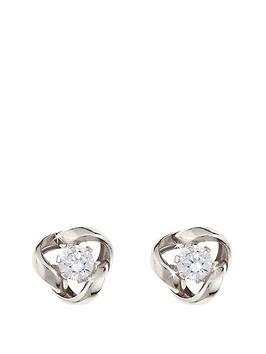 Love GOLD Love Gold 9 Carat White Gold 6.5Mm Cubic Zirconia Knot Earrings Picture