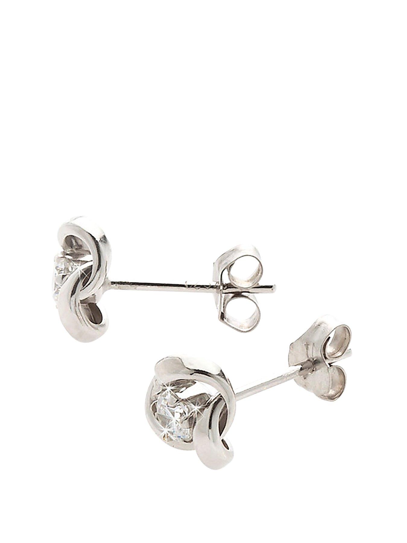  image of the-love-collection-9-carat-white-gold-65mm-cubic-zirconia-knot-earrings