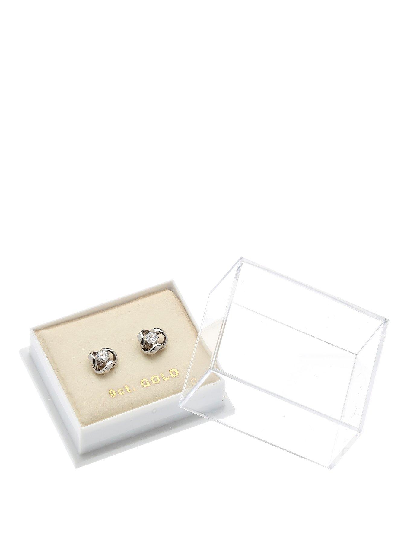  image of the-love-collection-9-carat-white-gold-65mm-cubic-zirconia-knot-earrings