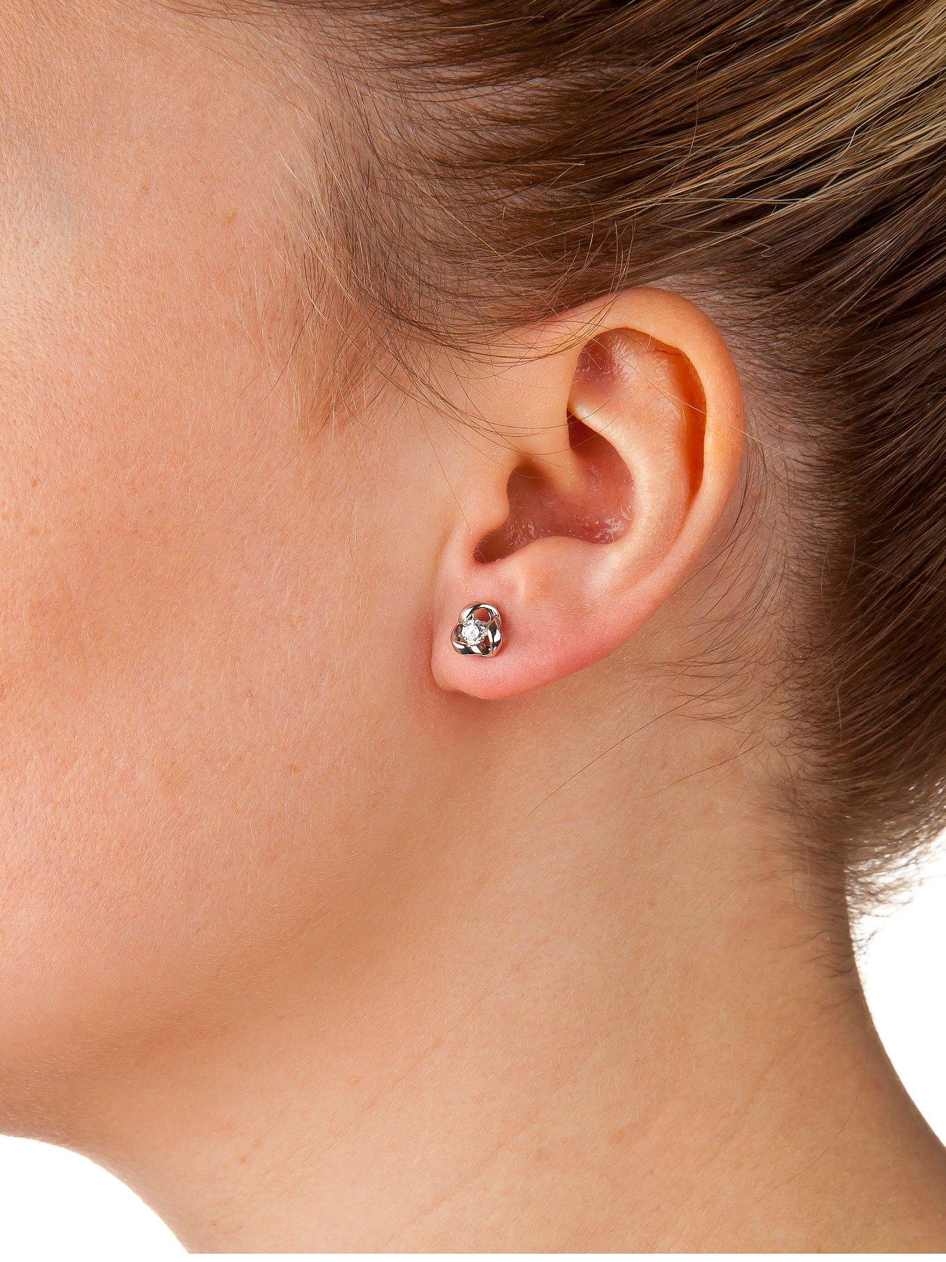  image of the-love-collection-9-carat-white-gold-65mm-cubic-zirconia-knot-earrings