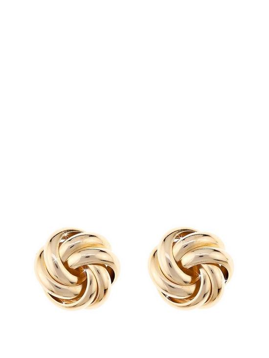 front image of love-gold-9-carat-yellow-gold-9mm-three-way-knot-earrings