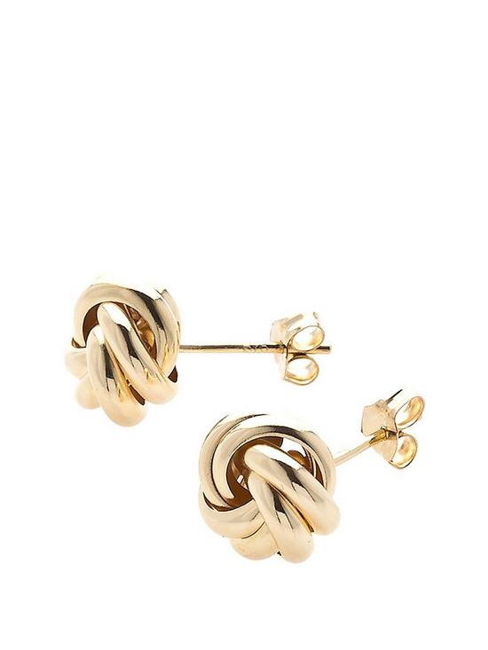 back image of love-gold-9-carat-yellow-gold-9mm-three-way-knot-earrings