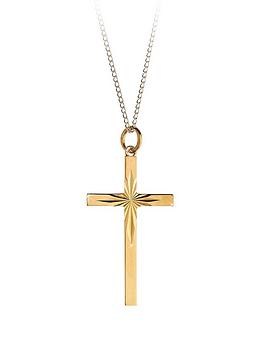 Love GOLD Love Gold 9 Carat Rolled Gold Diamond Cut Cross Pendant Picture