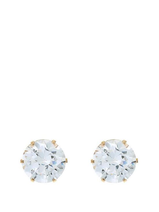 front image of love-gold-9-carat-yellow-gold-6mm-cubic-zirconia-stud-earrings