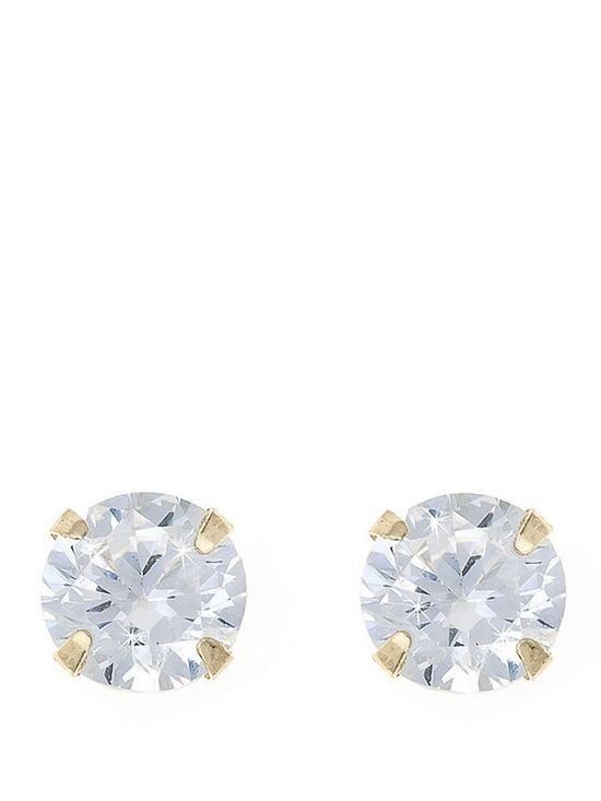 front image of love-gold-9-carat-yellow-gold-coloured-cubic-zirconia-5mm-birthstone-earrings