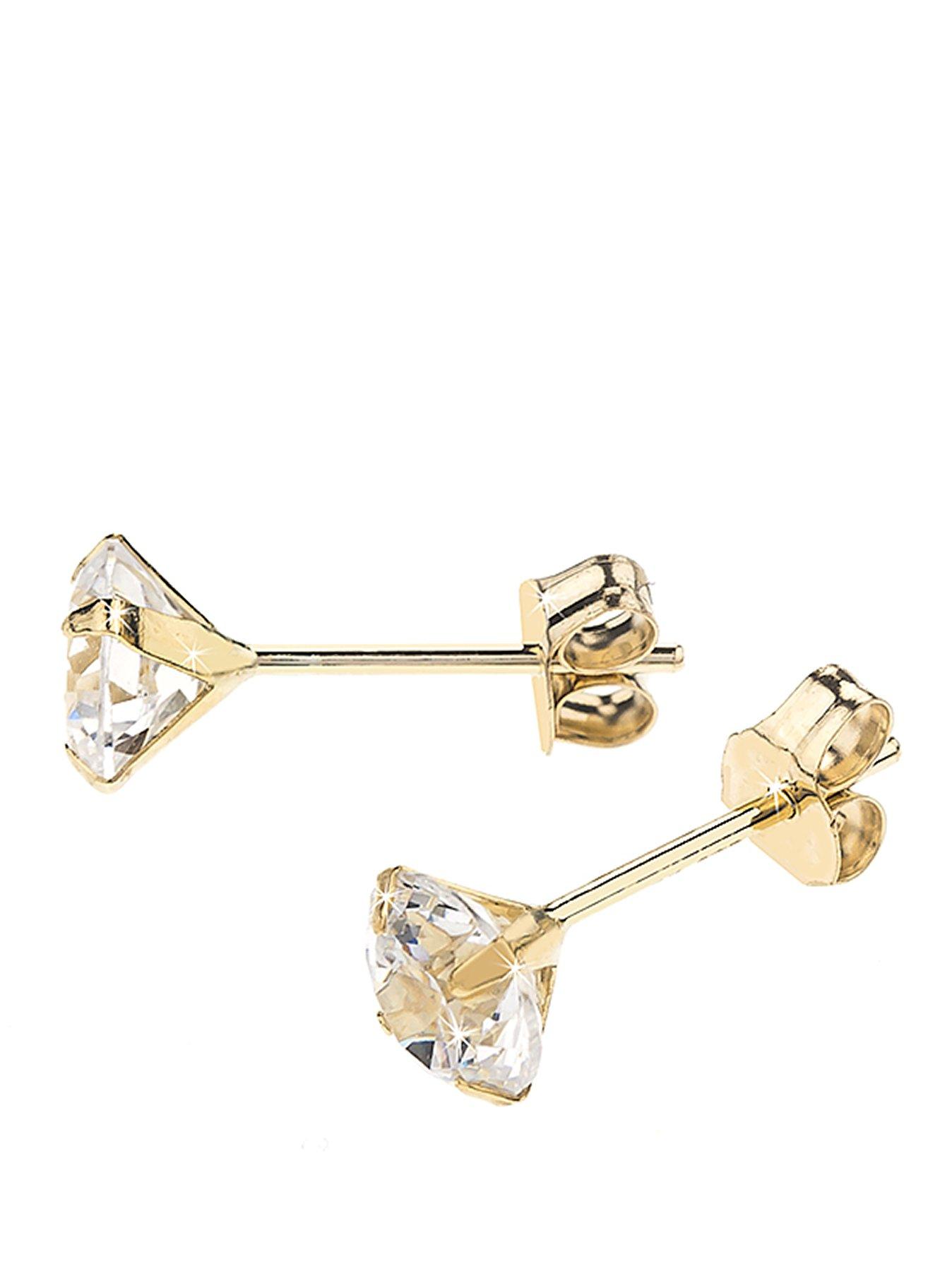 Image 4 of 5 of The Love Collection 9 Carat Yellow Gold Coloured Cubic Zirconia 5mm Birthstone Earrings