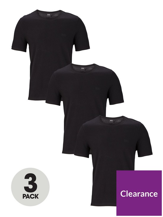 front image of boss-bodywear-3-pack-core-lounge-t-shirts-black