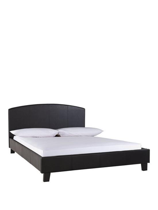 front image of marston-faux-leather-bed-frame-with-mattress-options-buy-and-save