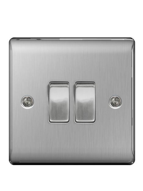 british-general-brushed-steel-2g-plate-switch