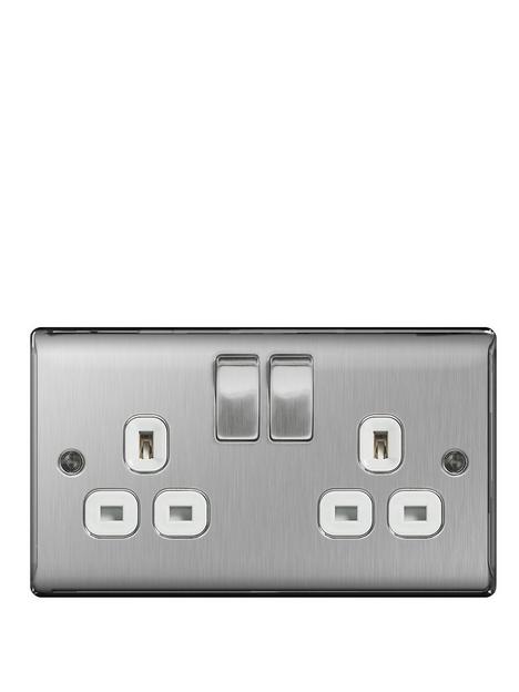 british-general-brushed-steel-13a-2g-double-switched-socket