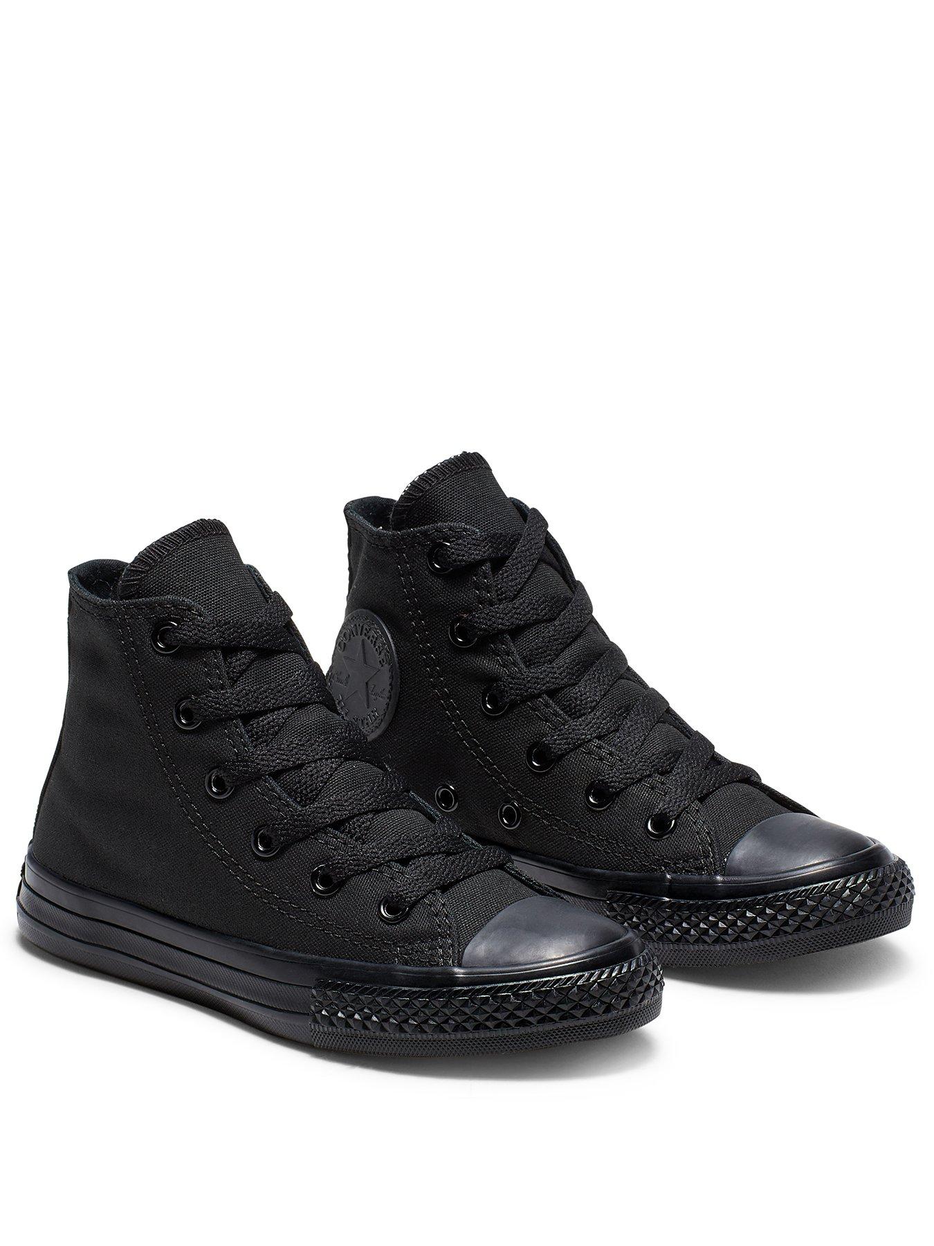 front image of converse-chuck-taylor-all-star-hi-top-core-childrens-trainer-black