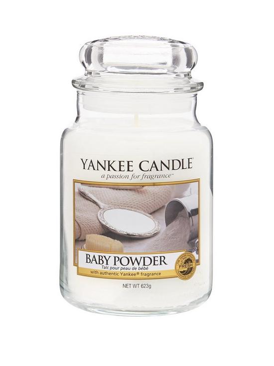 front image of yankee-candle-large-jar-baby-powder